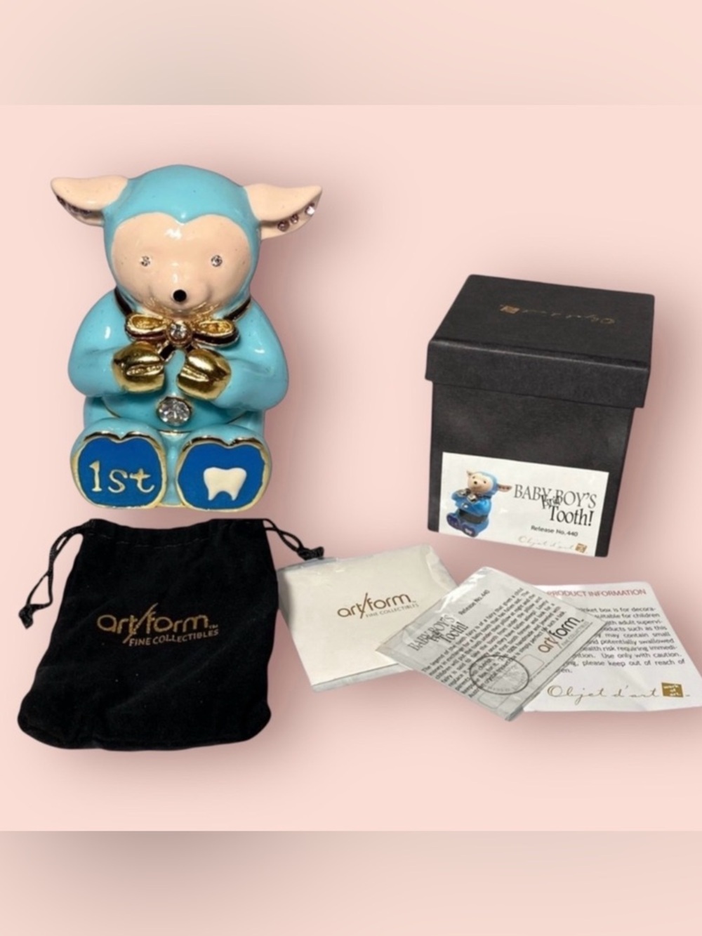 3/$10 Objet d’art Trinket Box Baby Boy's First Tooth